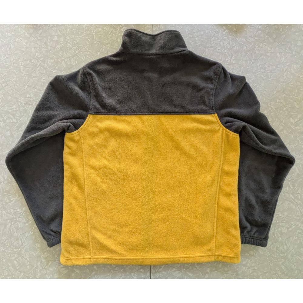 Columbia Mens M Fleece Jacket Full Zip Colorblock Grey Yellow - Picture 2 of 5